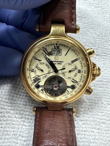 Steinhausen Vintage Automatic Chronograph Watch Brown Leather - Picture 2 of 8