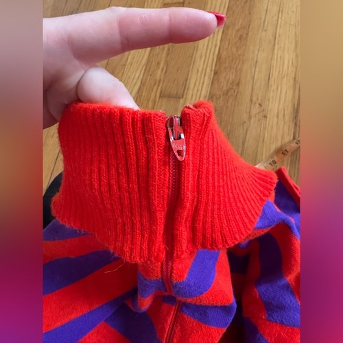 60s Vintage Wool Blend Purple and Red Stripe Turtleneck - Picture 7 of 7