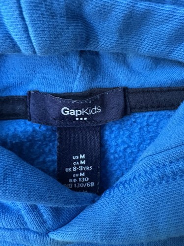 Gap Kids Boys Logo Hooded Sweatshirt Hoodie GAP Blue Size M (8) Pullover Gap - Picture 3 of 4