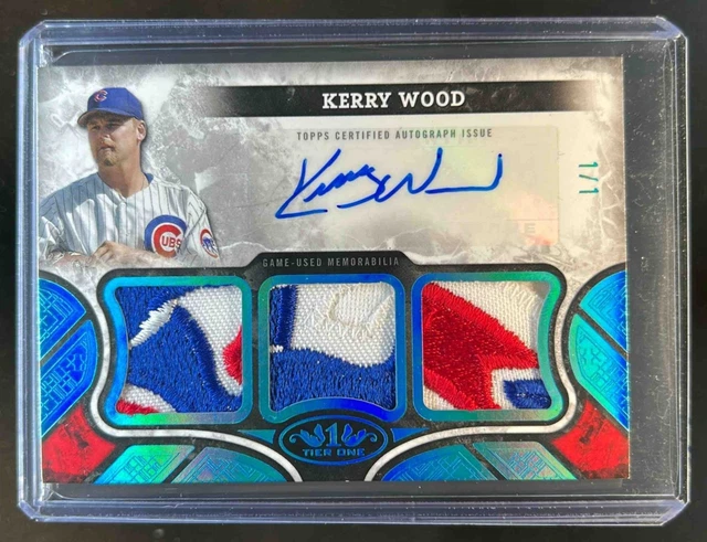 2025 Topps Tier One Kerry Wood Auto Relics Triple Patch Rookie RC #1/1 Cubs