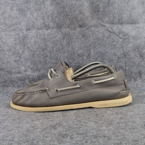 Sperry Herren 8 Top Sider Bootsschuhe Klassisch Leder Lifestyle Preppy 2 Augen Grau - Bild 5 von 14