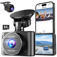 Dash Camera, 4K/1080p Dash Camera Front and Rear, Built-in 5GWiFi, Dash Cam w...
