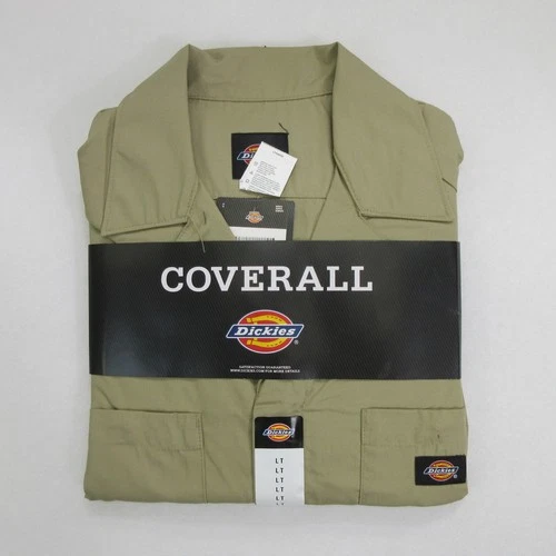 Dickies Short Sleeve Coverall Size LT Khaki Stain Release Work Jumpsuit New - product listing photo