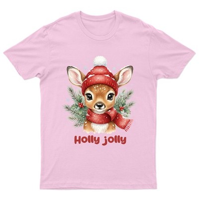T-Shirt Stechpalme lustig Weihnachten Hirsch Unisex Geschenk Retro saisonal lustig Xmas Santa