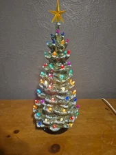 Vintage 1987 Byron Mold 12" Ceramic Christmas Tree with Snow