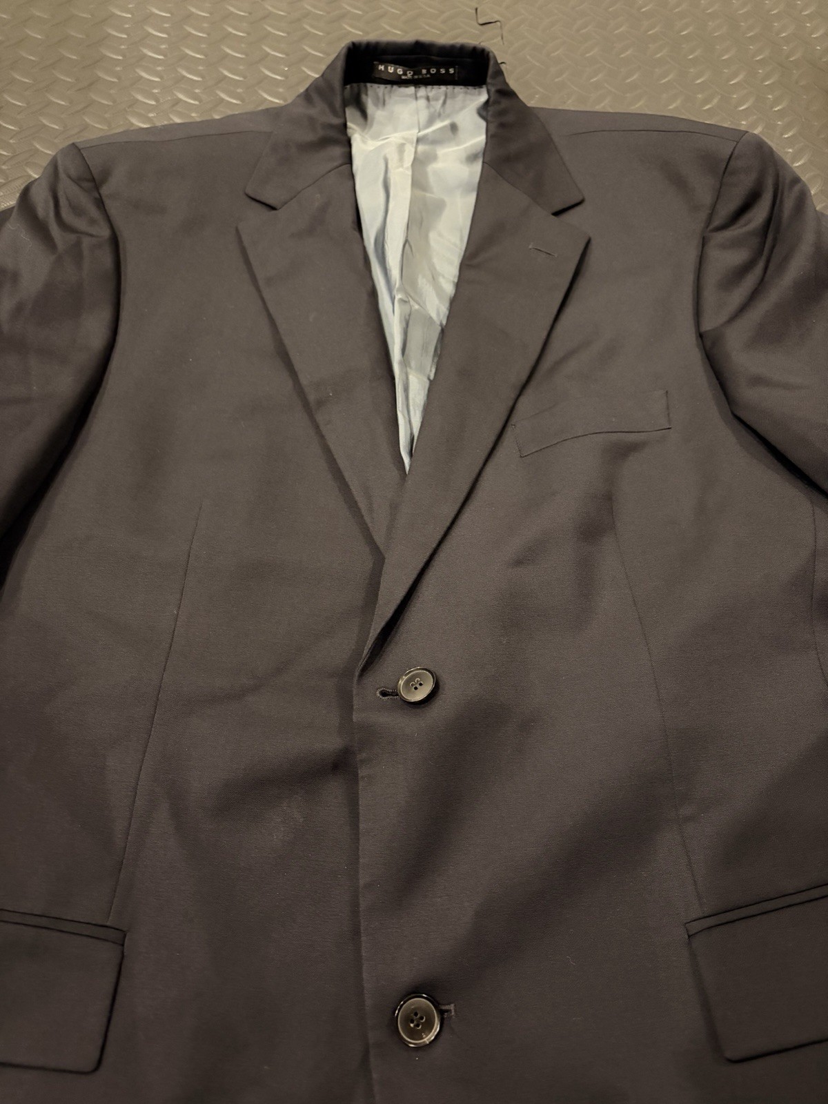 Rare Vtg Hugo Boss Blazer Mens 44R Black Two Button Suit Jacket Classic $700 image 2