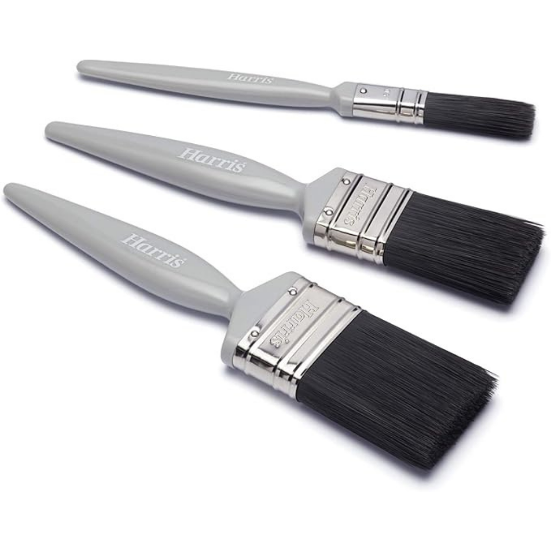 Harris Essentials Woodwork Gloss Paint Brush Set, Pack of 3/5, 0.5In, 1In, 1.5In