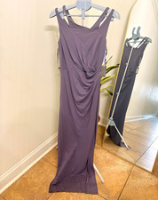 Vera Wang Gray Ruched Sleeveless Long Maxi Dress Solid Size 6