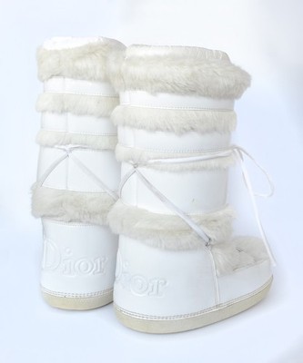 Damen DIOR Moon Boots Weiß Winter Logo Ski Schnee John GALLIANO Größe 36-38