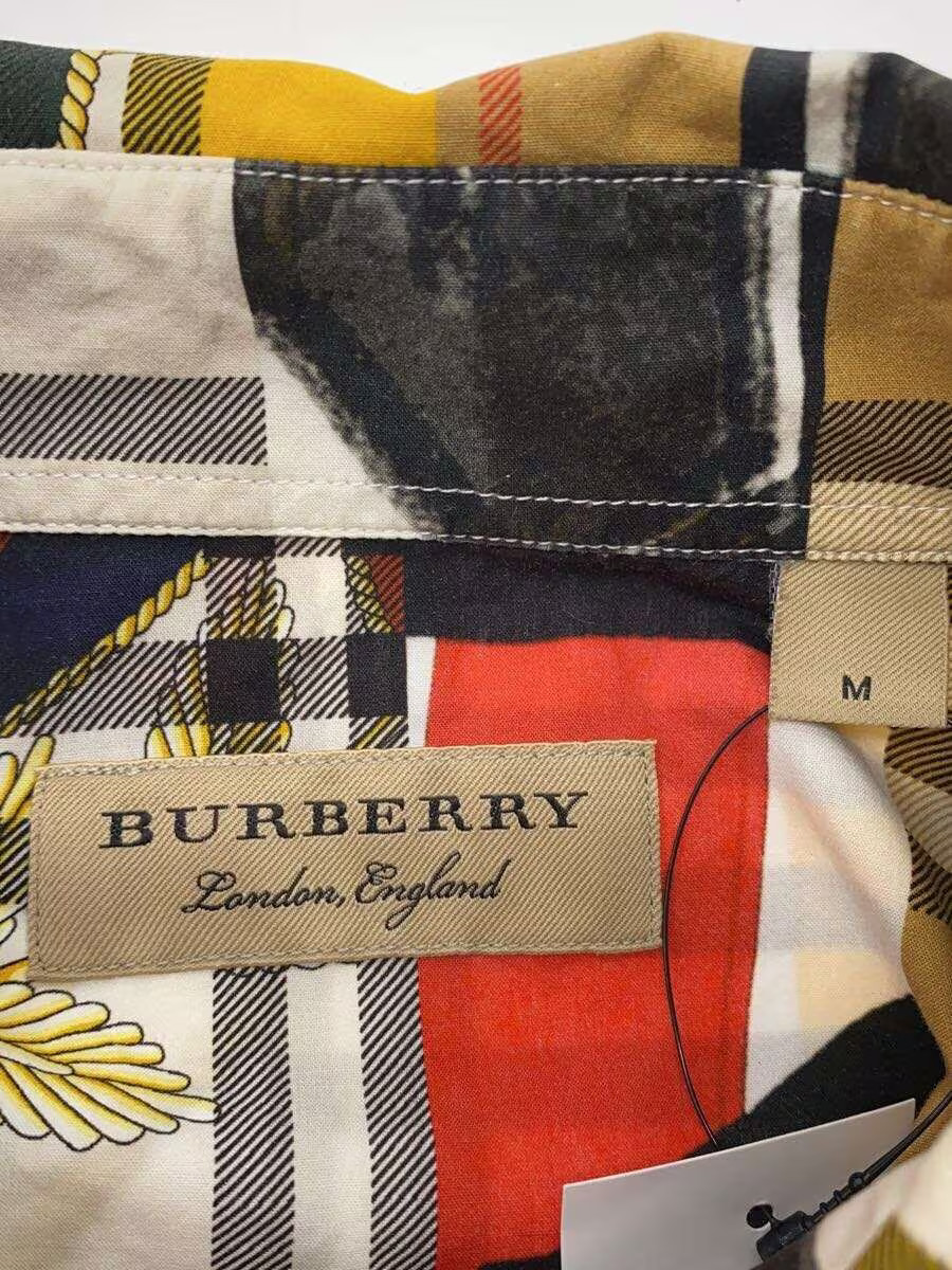 BURBERRY Long Sleeve Shirt, Medium, Cotton, Yellow and White, All-Over Print, 80 thumbnail 3