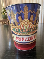 El Capitan Movie Theatre Collectible Embossed Tin Popcorn Bucket 130 Oz 8.5” RCM