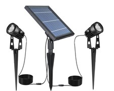 SUNLONG Solar-Powered Cast Aluminium Warm White LED Spotlight for Outdoor Gar...