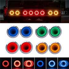 2pcs 4 Round Led Truck Marker Rear Tail Lights3d Infinity Tunnel Effect 12-24v 2pcs 4 Round Led Truck Marker Rear Tail Lights3d Infinity Tunnel Effect 12-24v