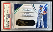 2018 Immaculate Darryl Strawberry Carbon Signatures Blue Auto #/25 PSA 7