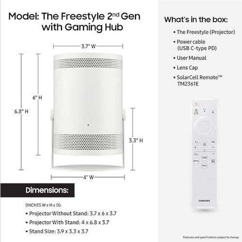 Samsung The Freestyle Projector 2nd Gen with Gaming Hub + 2 Year Protection Pack - Picture 12 of 12