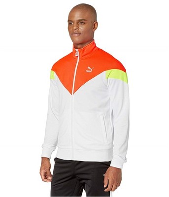 Puma Mens Iconic Track Jacket, whiteorange, L