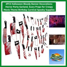 4PCS Halloween Bloody Banner Decorations: Horror Party Garland, Scary Props f...