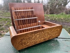 VINTAGE Italian Wooden Cigarette Holder Box, musical, clockwork; Decorative, Old