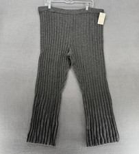 A New Day Pants Womens XL Charcoal Gray Elastic Waist Ribbed Knit Flared Pull On