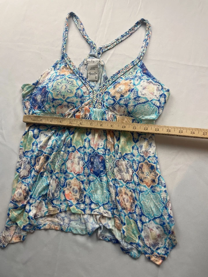 Camiseta sin mangas American Rag para mujer pequeña azul floral festival hada Y2K Foto 4 de 4