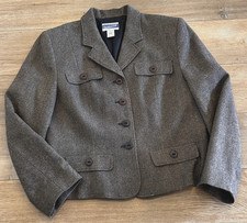 VTG Pendleton 100 Wool Blazer Jacket Women s Size 14 Petite Herringbone Pockets