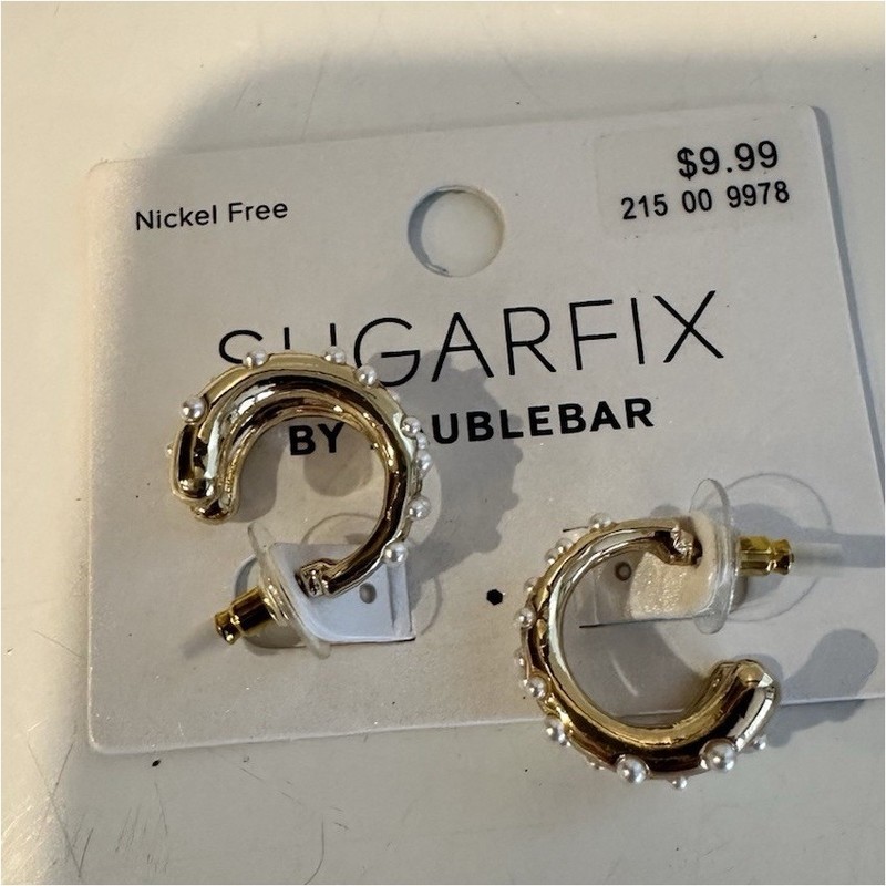 Sugarfix by BaubleBar Gold Tone Pearl Earrings Mixed Lot 7 Pairs Women’s Fashion