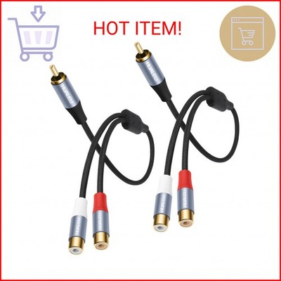 HUALEU 1ft Shielded RCA Splitter Subwoofer Stereo Audio Video Cable RCA 1 Male t