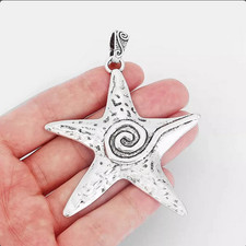 Large STARFISH SEA NAUTICAL Pendant on 925 Plated Sterling Silver 20" Necklace