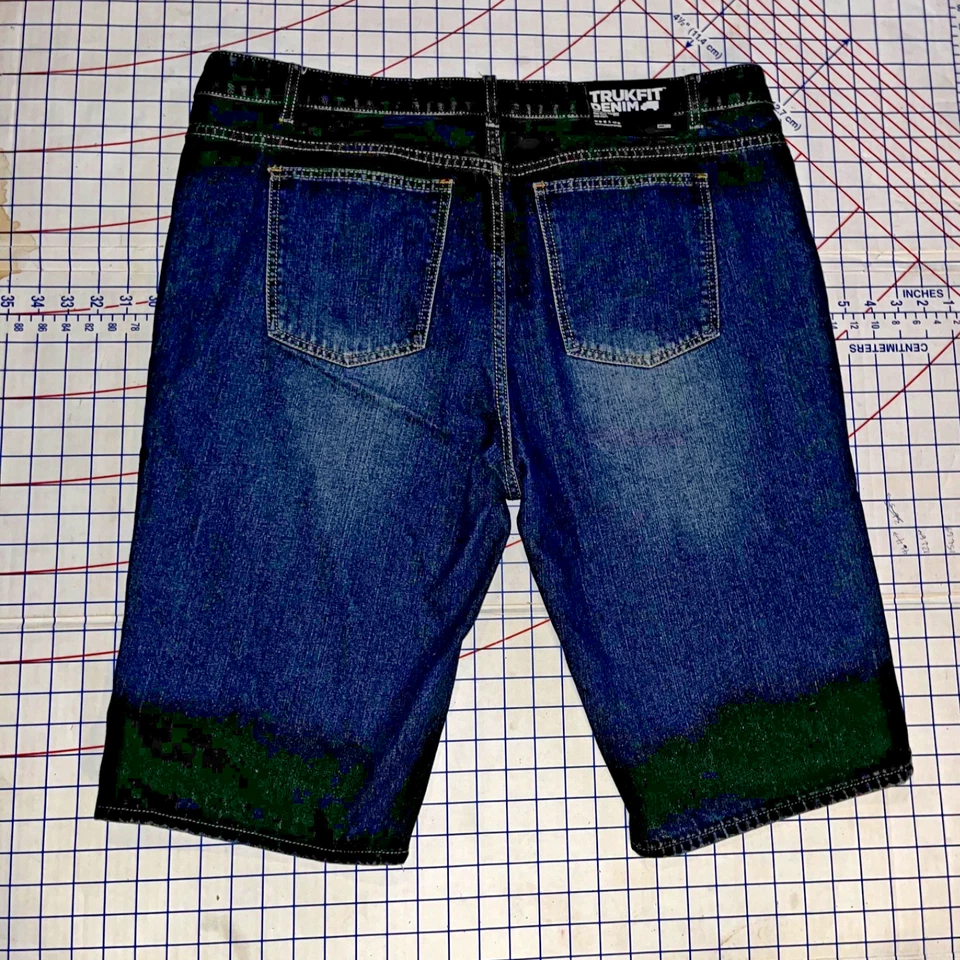 Pantalones cortos rectos TrukFit de mezclilla azules para hombre 42X14 80 % algodón/20 % poliéster 5 bolsillos Foto 4 de 4