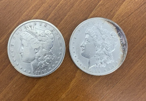Morgan Silver Dollars 1891, 1896 UNC Lot of (2) COINS