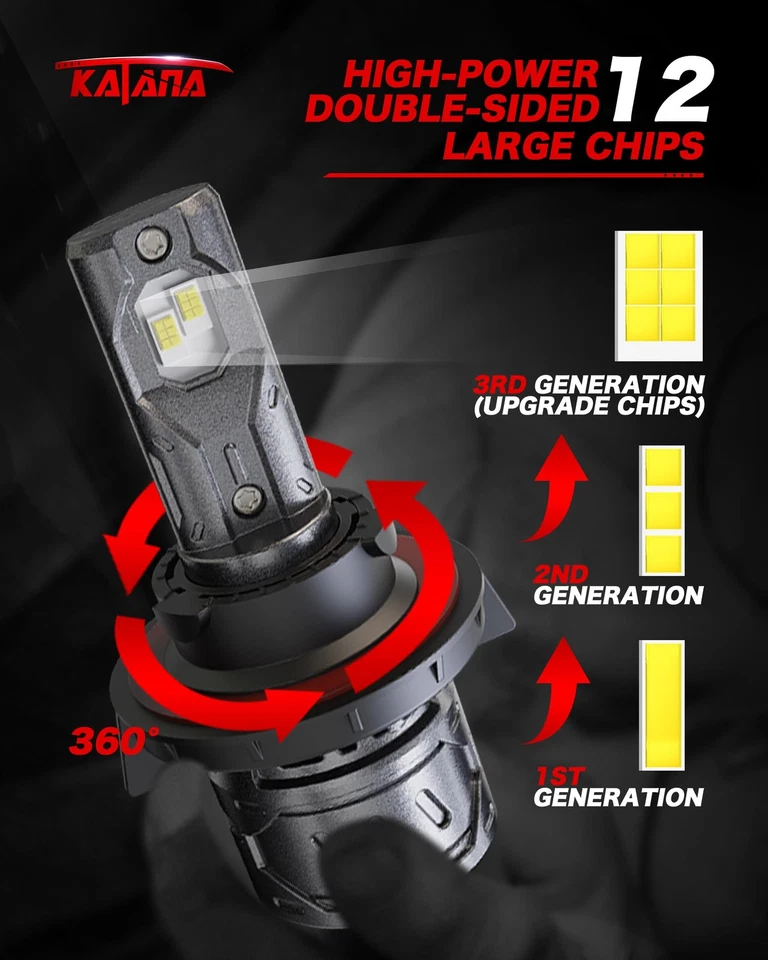 KATANA H13 Light Bulb. 9008 Bulb 400 Brightness Super Bright 70W 6500K White - Image 3 of 4