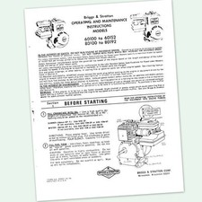 Briggs And Stratton 2.5Hp Engine 80100 To 80192 Operators Manual Operating Point