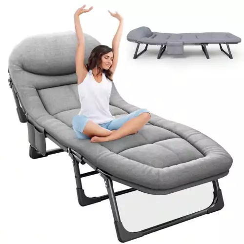 66in Adults Folding Sleeping Cot Guest Bed Heavy Duty Portable Cots Camping - Picture 3 of 15