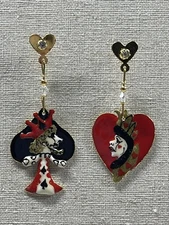 Lunch At The Ritz Queen Of Hearts King Of Spades Cards Earrings