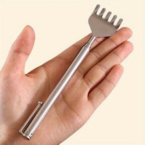Silvery Telescopic Back Scratcher Extendable Steel Gift for Men Women - Picture 9 of 24