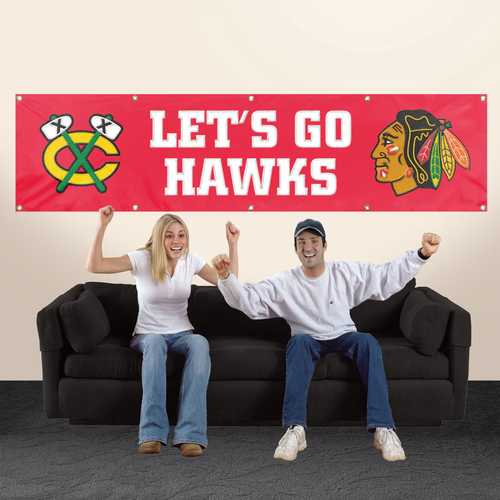 CHICAGO BLACKHAWKS 8' X 2' BANNER 8 FOOT HEAVYWEIGHT NYLON SIGN FLAG - Picture 3 of 5
