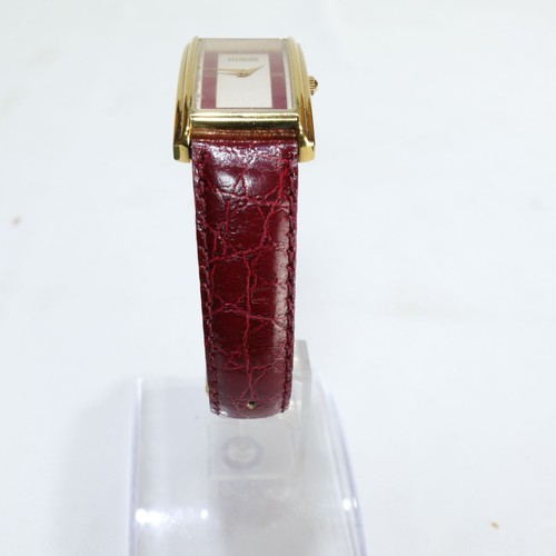 GUCCI 2600M Rectangular Men's Watch GP Leather Strap Men's Gold with Case - Picture 10 of 19