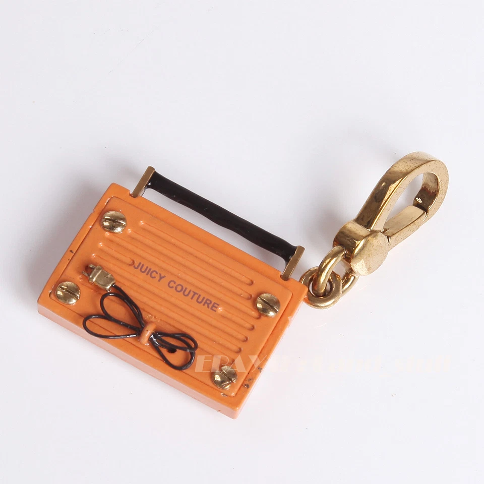 Juicy Couture Neon Orange Tape Recorder Key Purse Necklace Charm RARE No Box Foto 4 de 4