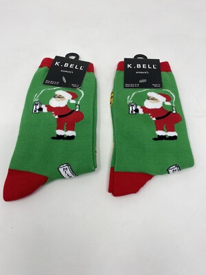 2 K Bell Women's Milk & Cookies Crew Socks-Fun Christmas Fits Shoe size 4-10