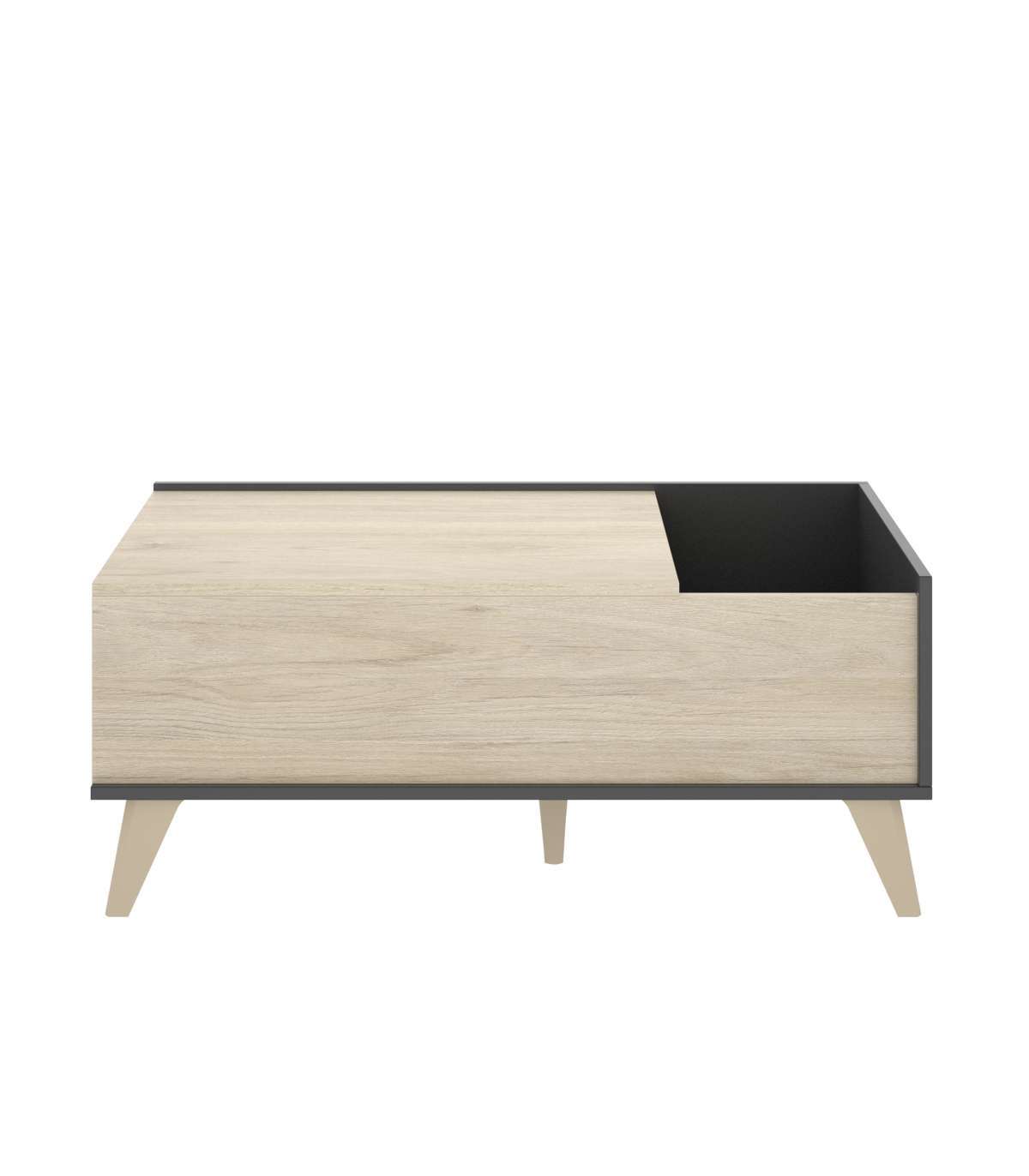 DKT, Mesa de centro elevable Cazalilla acabado natural/grafito, 41 cm(alto)99 cm