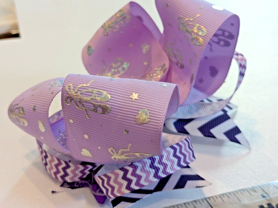 Zapatillas de ballet zapatos de bailarina morado arco para el pelo 5 pulgadas boutique apilador moño hecho a mano Foto 2 de 4
