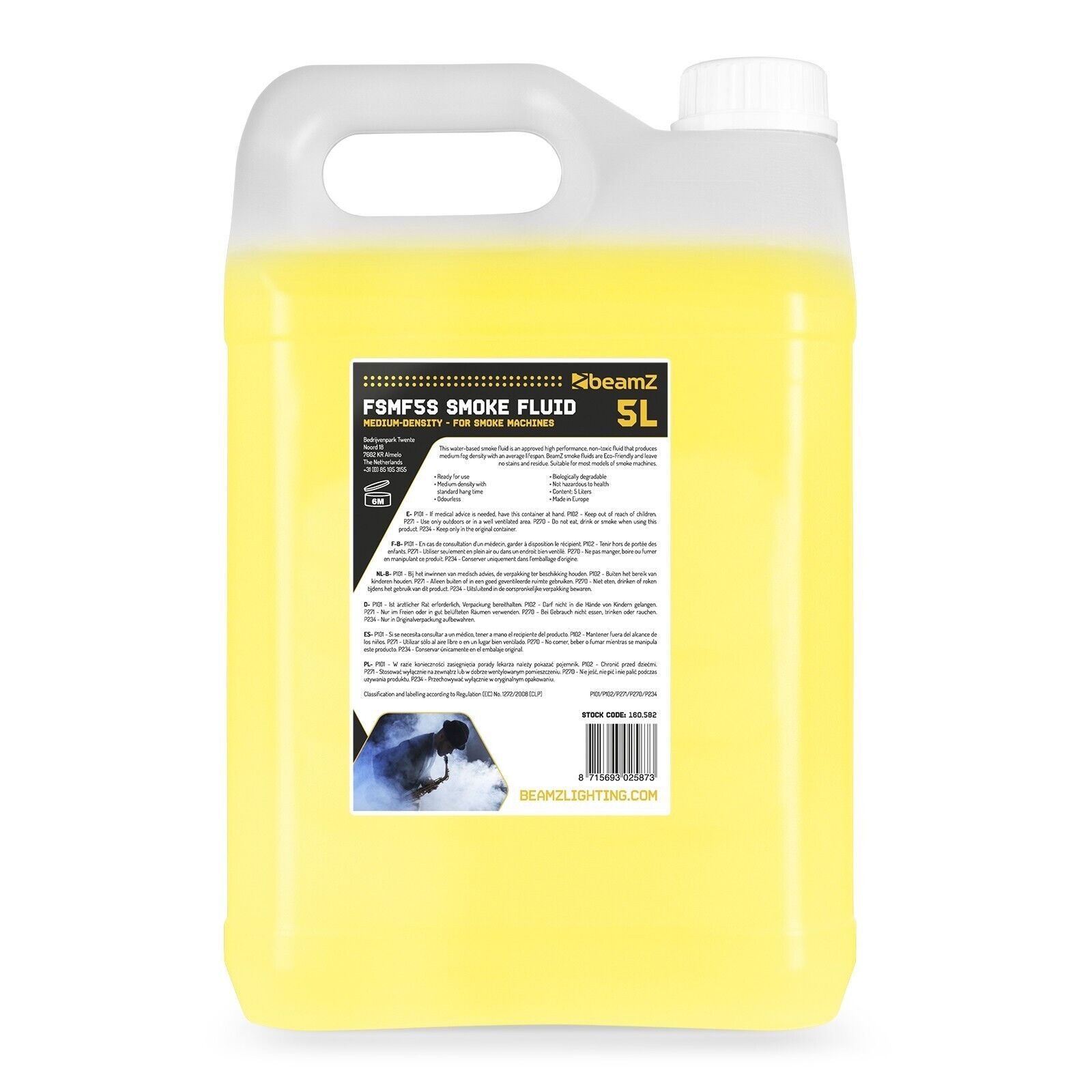 Beamz FSMF5S 5 Liter Kanister standard Nebelfluid Smoke Fluid für Nebelmaschine