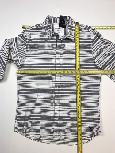 GUESS Men's Lightning Plain Stripe Button Up Shirt White Gray L/S Sz L New - Picture 7 of 10