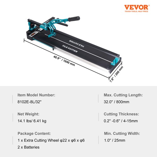 VEVOR 800mm Manual Tile Cutter Cutting Machine w/ Infrared for Porcelain - Picture 7 of 12