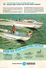 Chrysler Marine 23ft Cabin Cruiser 15ft Utility Runabout Boats Vintage Print Ad 