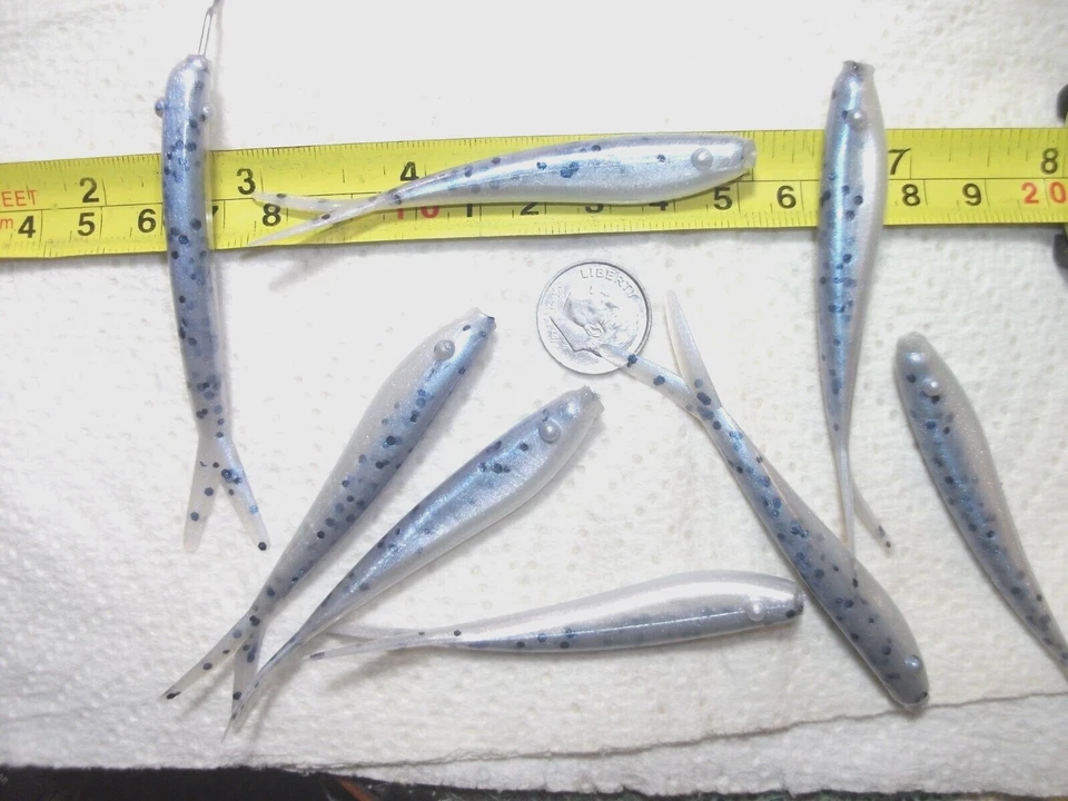 100-2 1/4 дюйма-КРАППИ-БАС-МЯГКАЯ ГОЛЬЯНКА-ДЖИГИ-ГРУБЫ-запах-капля выстрел-разделенный хвост-флюки - Изображение 3 из 4