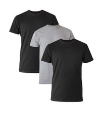 Hanes Men's 3-Pair Black/Gray Tagless Short Sleeve T-Shirts Size S 34-36" 