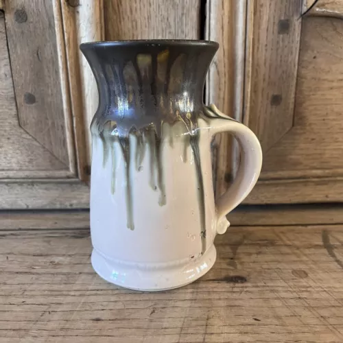 Edgecomb Potters Pottery Mug Iridescent Drip Glaze Artsy 5" Tall Soft Pink