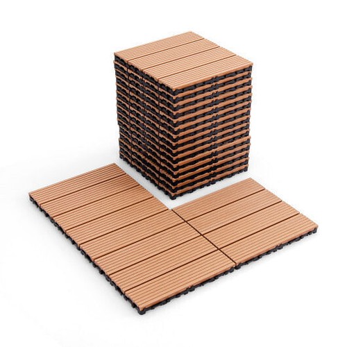 12 x 12 Inch 18 Piece All Weather Interlocking Deck Tiles for Splicing Area-Gray - 第 6/10 張圖片
