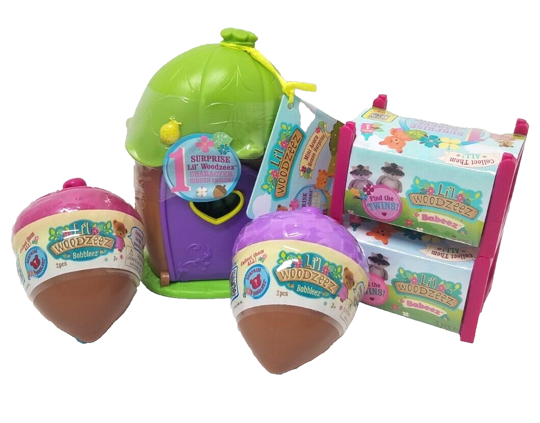 Surprise Lil Woodzeez Mini Acorn Bobbleez House Babeez Crib Animal